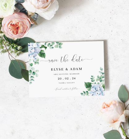 Ferras Blossom Blue | Printable Save The Date - Black Bow Studio