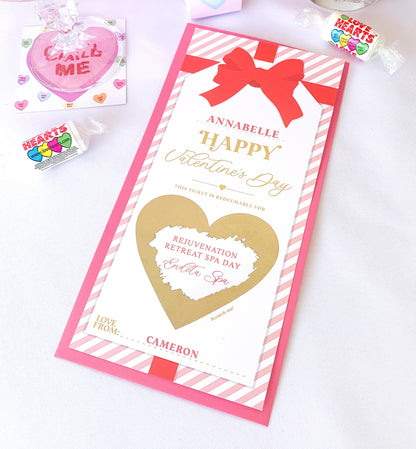 Stripe Pink Red | Scratch-off Valentine's Gift Voucher