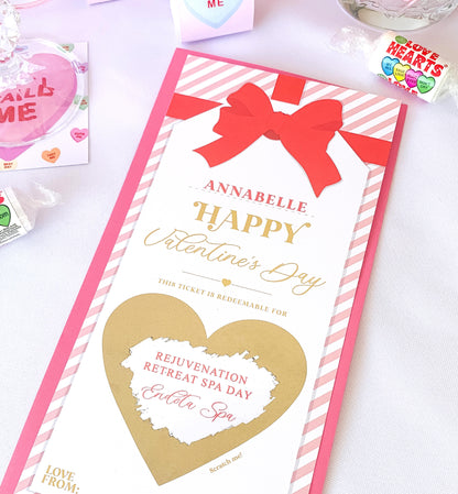 Stripe Pink Red | Scratch-off Valentine's Gift Voucher