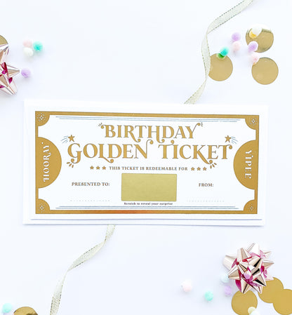 Golden Ticket Gold | Scratch-off Birthday Gift Voucher