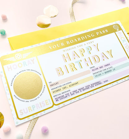 Dot Pastel | Scratch-off Birthday Boarding Pass