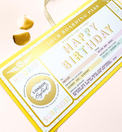 Dot Pastel | Scratch-off Birthday Boarding Pass