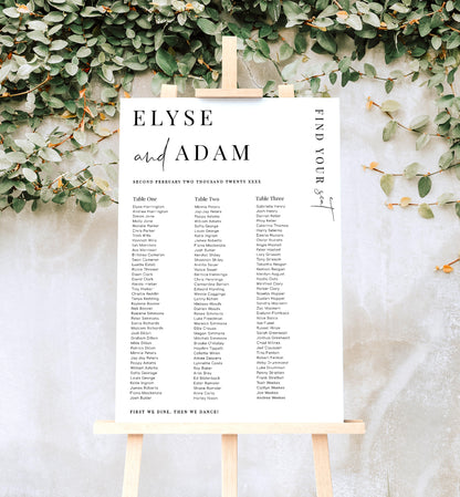 Estelle White | Printable Seating Chart - 3 Banquet Tables