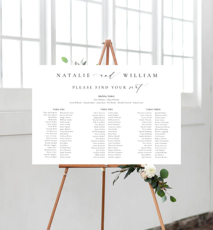 Ellesmere White | Printable Seating Chart Template