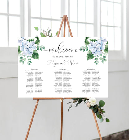 Ferras Blossom Blue | Printable Banquet Table Seating Chart