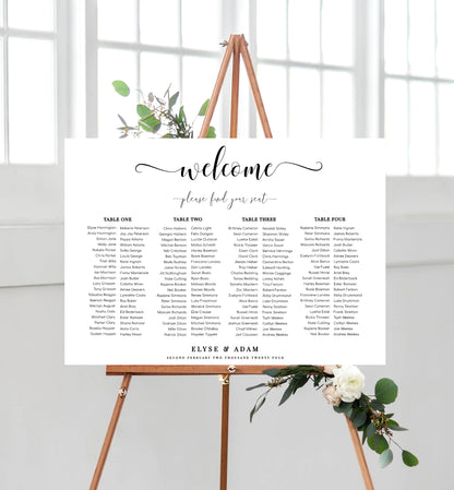 Leyton Script | Printable Seating Chart - Long Tables - Black Bow Studio