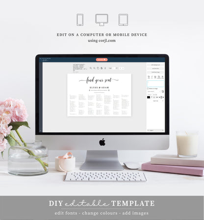 Leyton Script | Printable Seating Chart - Alphabetical - Template