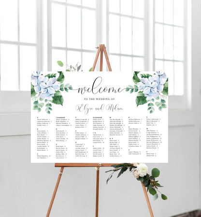 Ferras Blossom Blue | Printable Alphabetical Seating Chart Template