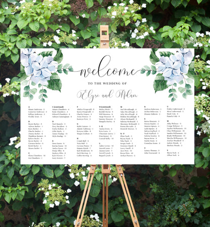 Ferras Blossom Blue | Printable Alphabetical Seating Chart Template