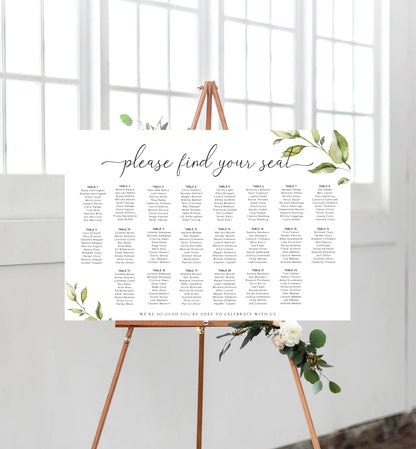 Darcy Greenery | Printable Seating Chart Template