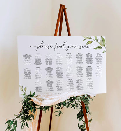 Darcy Greenery | Printable Seating Chart Template