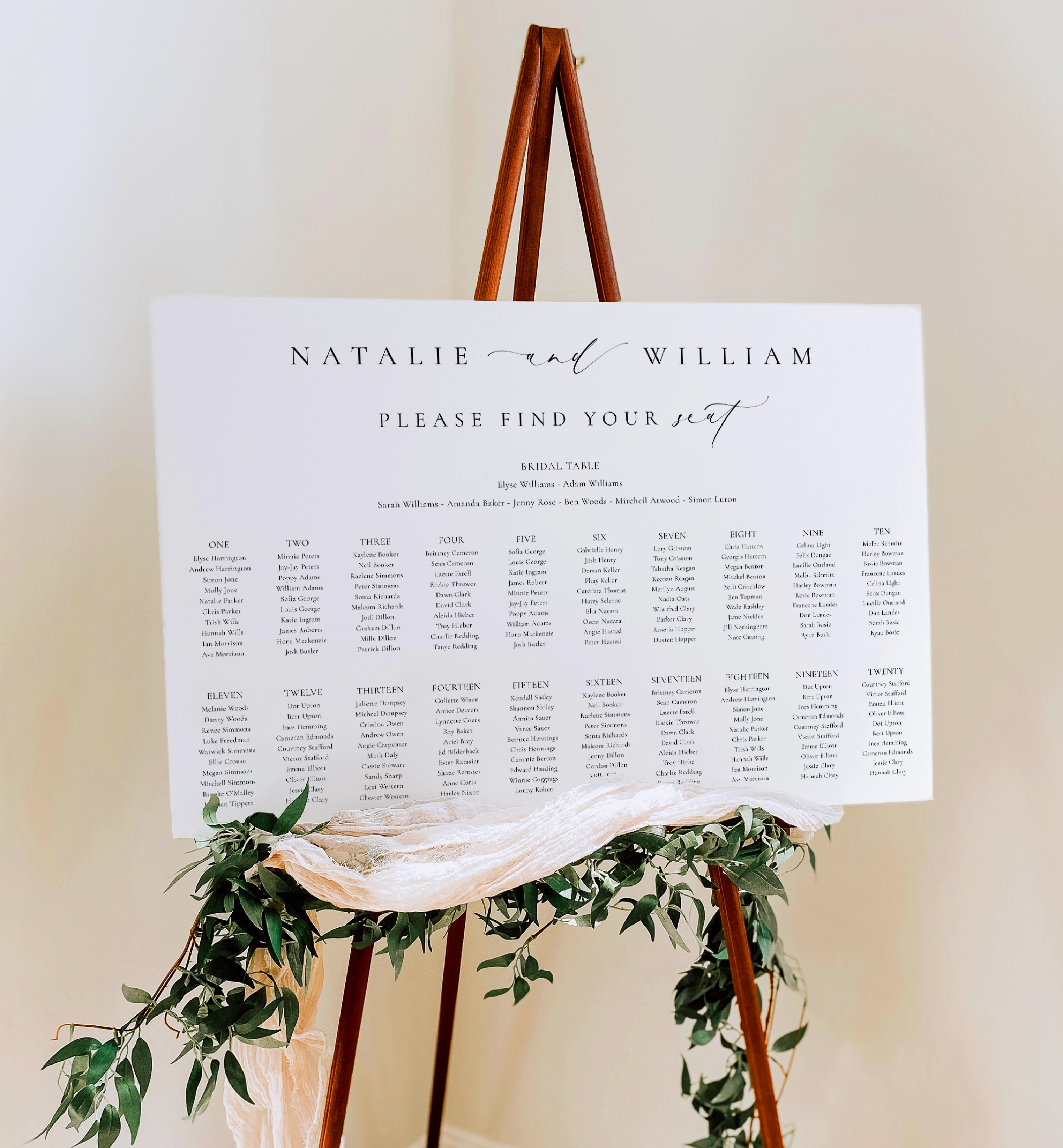 Ellesmere White | Printable Seating Chart Template – Black Bow Studio