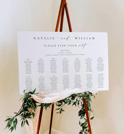 Ellesmere White | Printable Seating Chart Template