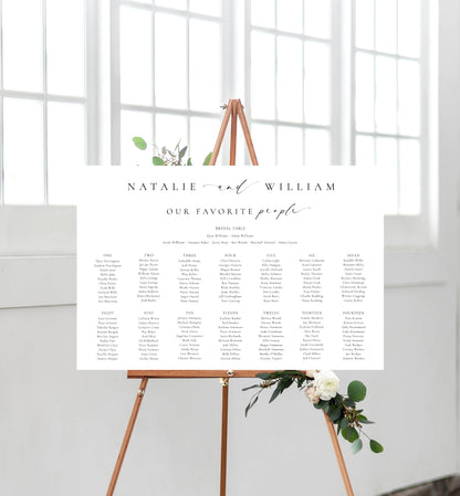 Ellesmere White | Printable Seating Chart Template