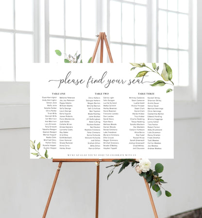 Darcy Greenery | Printable Seating Chart Template