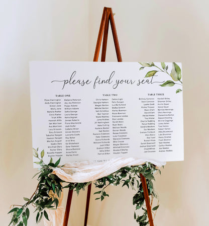 Darcy Greenery | Printable Seating Chart Template