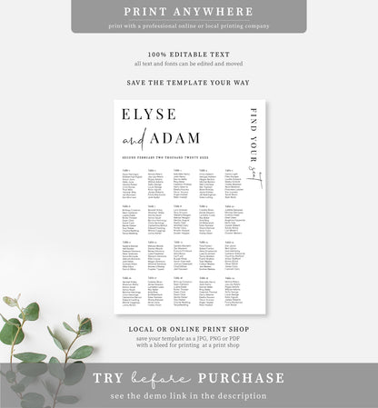 Estelle White | Printable Seating Chart