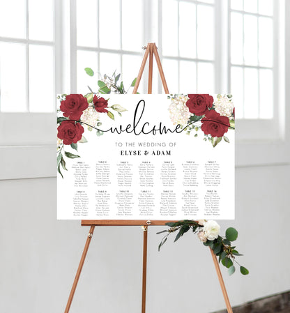 Darcy Floral Red | Printable Seating Chart - Black Bow Studio