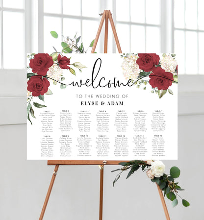 Darcy Floral Red | Printable Seating Chart - Black Bow Studio