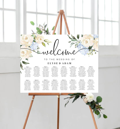 Darcy Floral White | Printable Seating Chart - Black Bow Studio