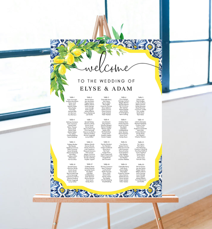 Positano Lemons | Printable Seating Chart Template – Black Bow Studio