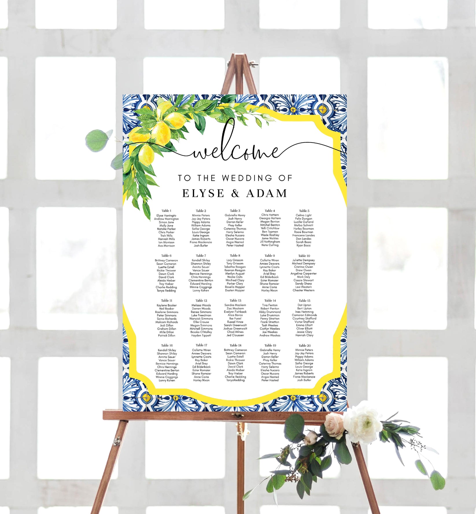 Positano Lemons | Printable Seating Chart Template – Black Bow Studio