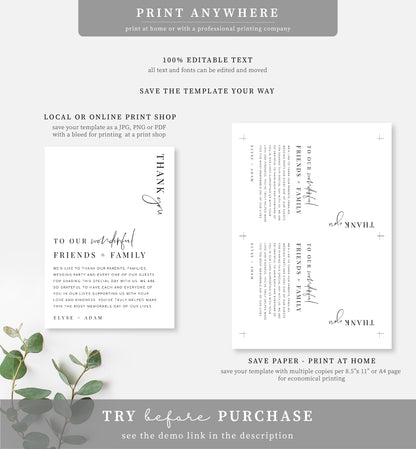 Estelle White | Printable Wedding Thank You Card Template