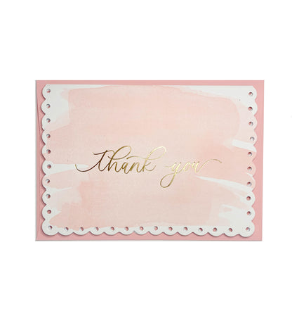 Watercolour Pink Gold | Thank You Greeting Card