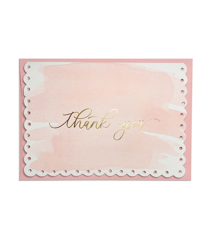 Watercolour Pink Gold | Thank You Greeting Card