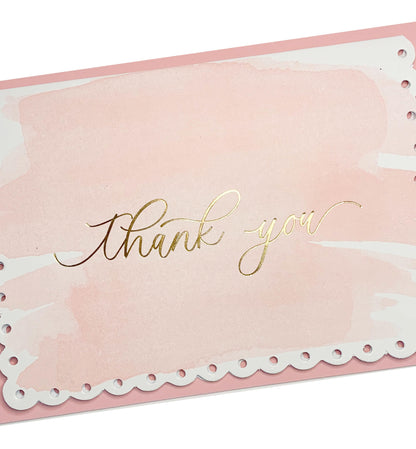 Watercolour Pink Gold | Thank You Greeting Card