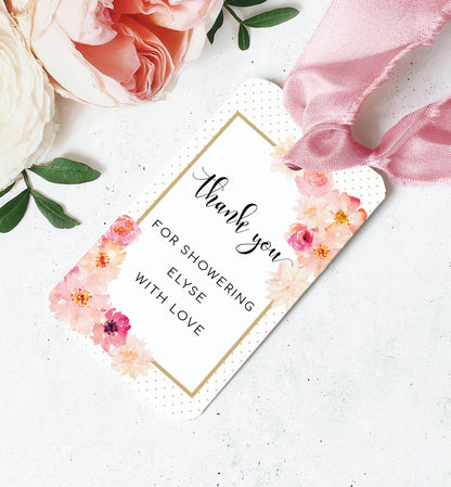 Abbieville Floral White | Printable Favour Tag Template - Black Bow Studio