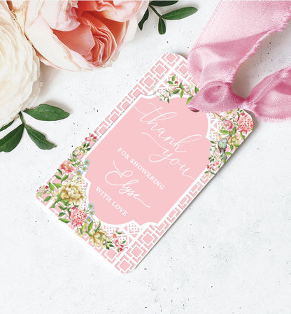 Trianon Pink | Printable Favour Tags - Black Bow Studio