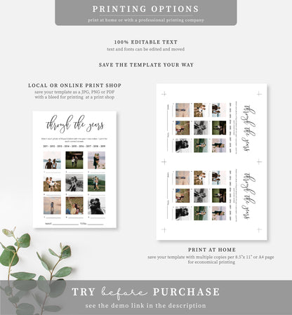 Lucas Script White | Printable Through The Years Photo Bridal Shower Game