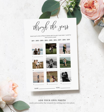 Lucas Script White | Printable Through The Years Photo Bridal Shower Game