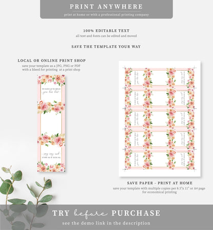 Quinn Floral Pink | Printable Bridesmaid Proposal Scrunchie Tag Template