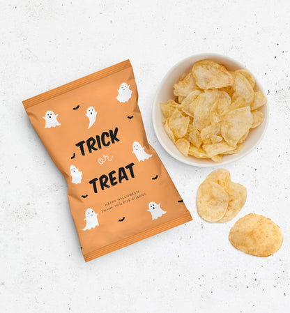 Friendly Ghost Orange | Printable Chip Packet Favour Template