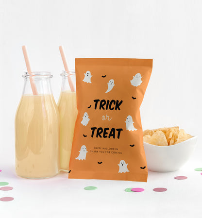 Friendly Ghost Orange | Printable Chip Packet Favour Template