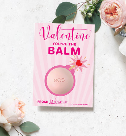 Sunray Pink | Printable Valentine's Day Lip Balm Card Template