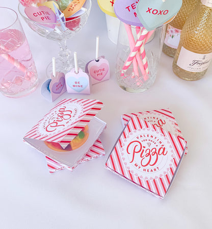 Stripe Pink | Printable Valentine Pizza Box Template