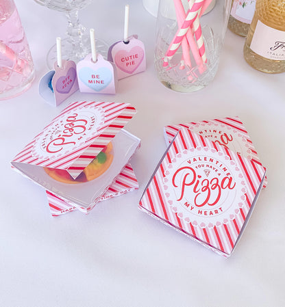 Stripe Pink | Printable Valentine Pizza Box Template