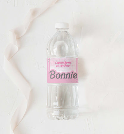 Barbie Party Pink Silver | Printable Water Bottle Favour Labels Template