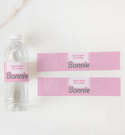 Barbie Party Pink Silver | Printable Water Bottle Favour Labels Template