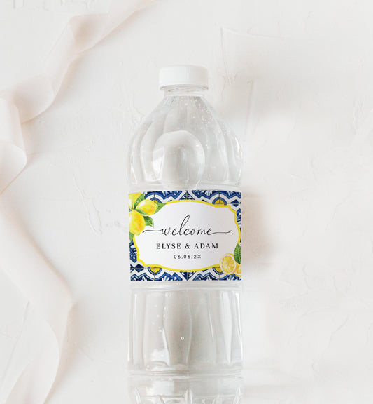 Positano Lemons | Printable Water Bottle Welcome Label Template