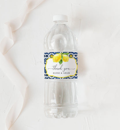 Positano Lemons | Printable Water Bottle Thank You Label Template