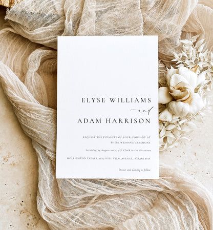 Ellesmere White | Printable All-In-One Wedding Invitation Template