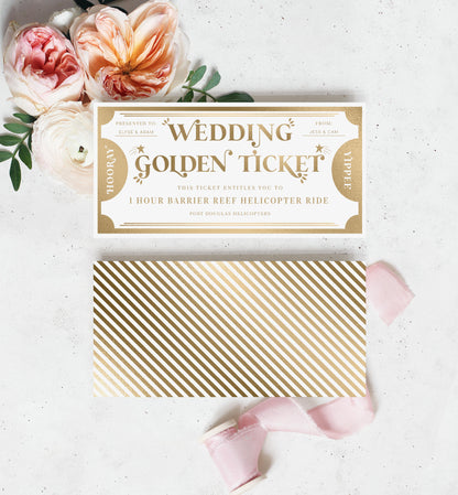 Golden Ticket Gold | Printable Wedding Custom Gift Voucher Template