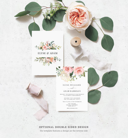 Darcy Floral Pink | Printable Wedding Invitation Suite - Black Bow Studio