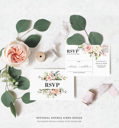 Darcy Floral Pink | Printable Wedding Invitation Suite - Black Bow Studio