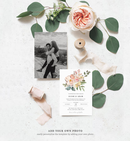 Cambridge Floral Multi | Printable Wedding Invitation Suite Template - Black Bow Studio