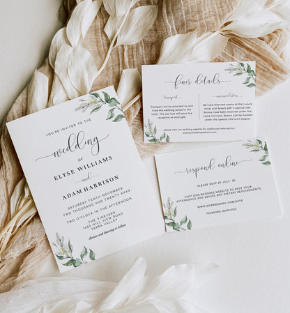 Muted Greenery | Printable Wedding Invitation Suite